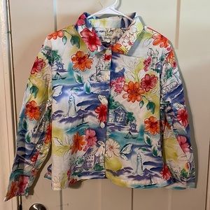 Cold water creek Hawaiian print jacket